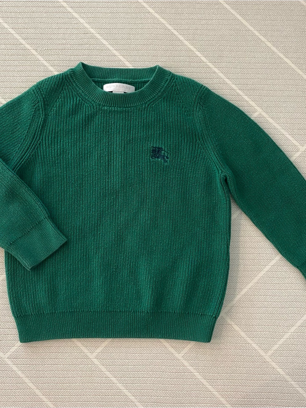 Burberry Green Rib-Knit Crewneck Sweater Unisex Kids Size 4Y